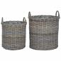 Preview: ARDEBO.de - Blumentopf Körbchen mit Speicher 2 pcs Grau Lacak Rattan