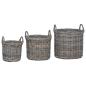 Preview: Blumentopfkorb mit Speicher 3 pcs Grau Kubu Rattan