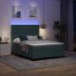 Preview: LED Boxspringbett mit Matratze Dunkelgrün 140 x 190 cm Stoff