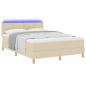 Preview: LED Boxspringbett mit Matratze mit LED Creme 160 x 200 cm Stoff