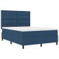 Preview: Boxspringbett mit Matratze mit Kopfteil Blau 140 x 190 cm Stoff