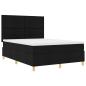 Preview: ARDEBO.de - LED Boxspringbett mit Matratze Schwarz 160 x 200 cm Stoff