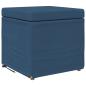 Preview: Hocker Blau 41 x 41 x 40 cm Stoff und Pressholz