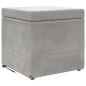 Preview: Hocker Hellgrau 41 x 41 x 40 cm Samt und Engineering Holz