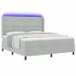 Preview: Boxspringbett mit Matratze mit LED Hellgrau 180 x 200 cm Samt