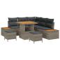 Preview: ARDEBO.de - Garten-Sofa-Set mit Kissen mit Speicher Grau Poly Rattan