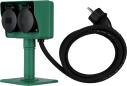 Preview: ARDEBO.de REV Erdspieß mit Steckdose, 2-Fach, 1,4m Kabel, IP44, mit Befestigungsplatte, grün-schwarz (0595004555)