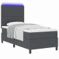 Preview: LED Boxspringbett Dunkelgrau und Weiß 100 x 200 cm Cordstoff