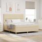Preview: ARDEBO.de - LED Boxspringbett mit Matratze Creme 180 x 200 cm Stoff