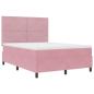 Preview: LED Boxspringbett mit Matratze Rosa 140 x 190 cm Stoff
