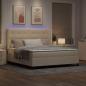 Preview: LED Boxspringbett mit Kopfteil Creme 180 x 200 cm Stoff