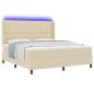 Preview: LED Boxspringbett mit Kopfteil Creme 180 x 200 cm Stoff
