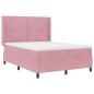 Preview: Boxspringbett mit LED-Lichtleisten Rosa 140 x 190 cm Samt
