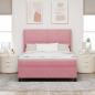 Preview: Boxspringbett mit LED-Lichtleisten Rosa 140 x 190 cm Samt