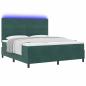 Preview: LED Boxspringbett mit Kopfteil Dunkelgrün 180 x 200 cm Samt