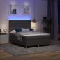 Preview: LED Boxspringbett mit Matratze Dunkelgrau 140 x 190 cm Stoff