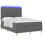 Preview: LED Boxspringbett mit Matratze Dunkelgrau 140 x 190 cm Stoff