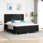 Preview: ARDEBO.de - LED Boxspringbett mit Kopfteil Schwarz 180 x 200 cm Stoff