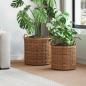 Preview: ARDEBO.de - Blumentopf Körbchen mit Speicher 2 pcs Braun Lacak Rattan