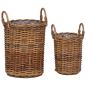Preview: Blumentopfkorb mit Speicher 2 pcs Braun Kubu Rattan