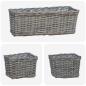 Preview: ARDEBO.de - Blumentopfkorb mit Speicher 3 pcs Grau Kubu Rattan