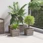 Preview: Blumentopfkorb mit Speicher 3 pcs Grau Kubu Rattan