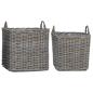 Preview: ARDEBO.de - Pflanzer Korb mit Speicher 2 pcs Grau Lacak Rattan