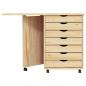 Preview: Rollwagen mit Schreibtisch MOSS Klarlack 105,5 x 39 x 74,5 cm