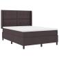 Preview: LED Boxspringbett mit Matratze Dunkelbraun 160 x 200 cm Stoff