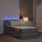 Preview: Bett mit Stauraum und LED mit LED Hellgrau 100 x 200 cm Stoff