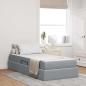Preview: ARDEBO.de - Aufbewahrungsbett mit Matratze Hellgrau 100 x 200 cm Polyester