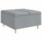 Preview: Knopf Hocker mit Kissen Hellgrau 80 x 80 x 45 cm Stoff