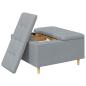 Preview: Knopf Hocker mit Kissen Hellgrau 80 x 80 x 45 cm Stoff