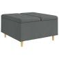 Preview: Knopf Hocker mit Kissen Dunkelgrau 80 x 80 x 45 cm Stoff