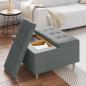 Preview: Knopf Hocker mit Kissen Dunkelgrau 80 x 80 x 45 cm Stoff
