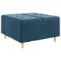 Preview: Knopf Hocker mit Kissen Blau 80 x 80 x 45 cm Samt