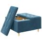 Preview: Knopf Hocker mit Kissen Blau 80 x 80 x 45 cm Samt