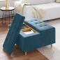 Preview: Knopf Hocker mit Kissen Blau 80 x 80 x 45 cm Samt