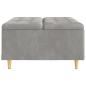 Preview: Knopf Hocker mit Kissen Hellgrau 80 x 80 x 45 cm Samt