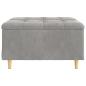 Preview: Knopf Hocker mit Kissen Hellgrau 80 x 80 x 45 cm Samt