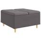 Preview: Knopf Hocker mit Kissen Grau 80 x 80 x 45 cm Kunstleder