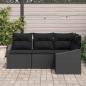 Preview: Gartensofa-set mit Kissen 4 pcs Schwarz Poly-Rattan