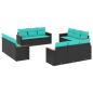 Preview: 12-teiliges Gartensofa-Set mit Kissen, schwarzes Polyrattan
