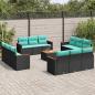 Preview: ARDEBO.de - 13-teiliges Gartensofa-Set mit Kissen, schwarzes Polyrattan