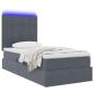 Preview: LED-Speicherbett mit Matratze Dunkelgrau 100 x 200 cm Samt