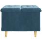 Preview: Aufbewahrungsottomane mit Kissen Blau 60 x 60 x 45 cm Samt