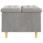 Preview: Aufbewahrungsottomane mit Kissen Hellgrau 60 x 60 x 45 cm Samt