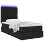 Preview: ARDEBO.de - Bett mit Stauraum und LED mit LED Schwarz 90 x 200 cm Polyester