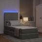 Preview: Bett mit Stauraum und LED mit LED Hellgrau 100 x 200 cm Samt