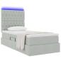 Preview: Bett mit Stauraum und LED mit LED Hellgrau 100 x 200 cm Samt